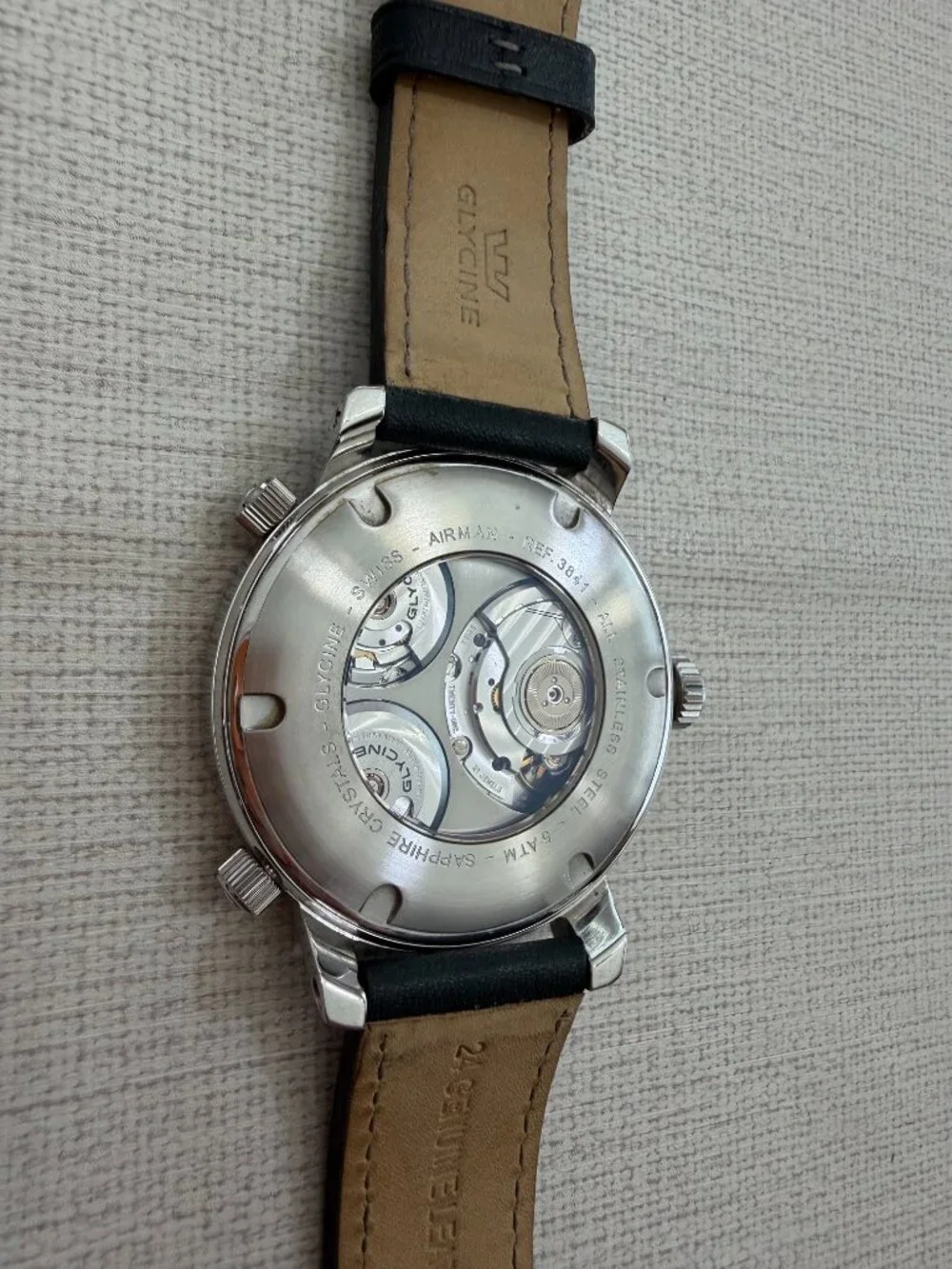 GLYCINE Airman 7  GMT  Triple Automatic Black Grey Swiss Made Watch - Picture 11 of 11